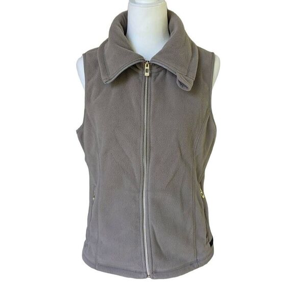 Calvin Klein Performance Women Tan Brown Full Zip Fleece Vest Pockets Size L - Picture 3 of 9